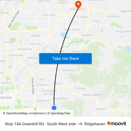 Stop 14A Greenhill Rd - South West side to Ridgehaven map