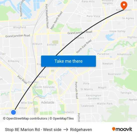 Stop 8E Marion Rd - West side to Ridgehaven map