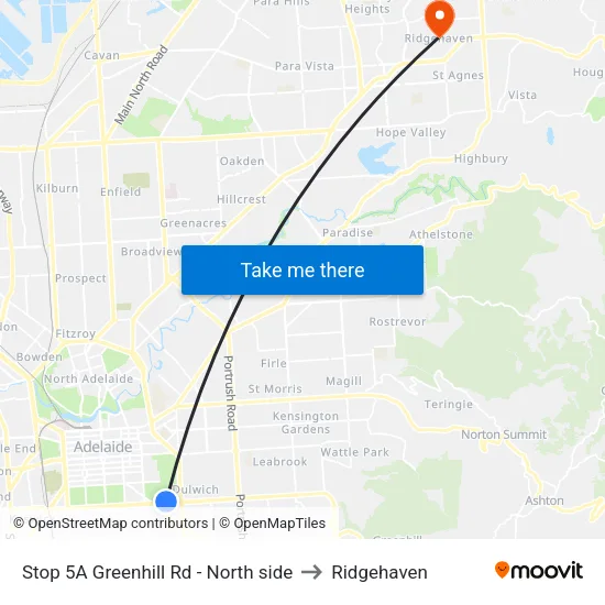 Stop 5A Greenhill Rd - North side to Ridgehaven map