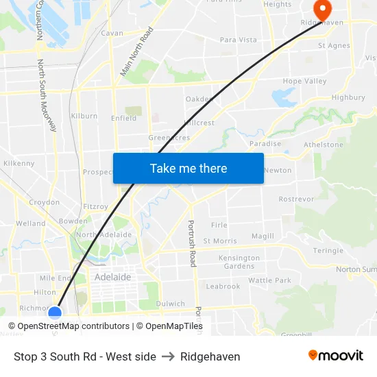 Stop 3 South Rd - West side to Ridgehaven map