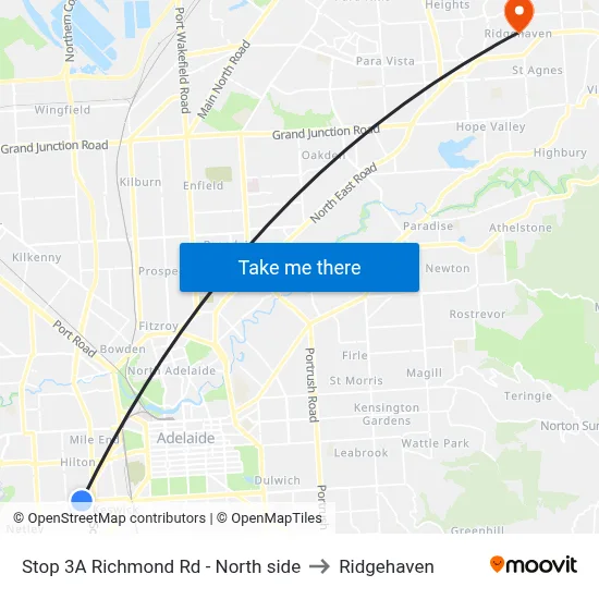 Stop 3A Richmond Rd - North side to Ridgehaven map