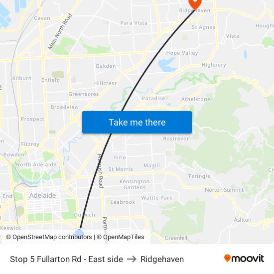 Stop 5 Fullarton Rd - East side to Ridgehaven map