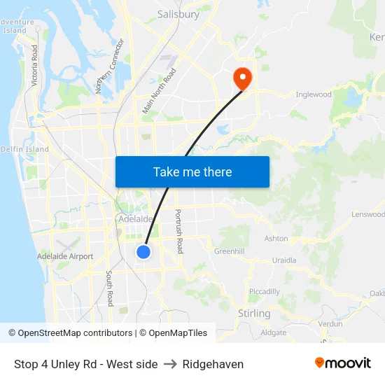 Stop 4 Unley Rd - West side to Ridgehaven map