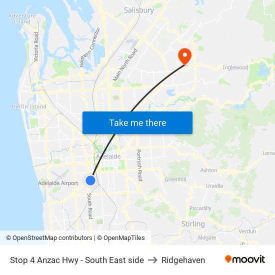 Stop 4 Anzac Hwy - South East side to Ridgehaven map