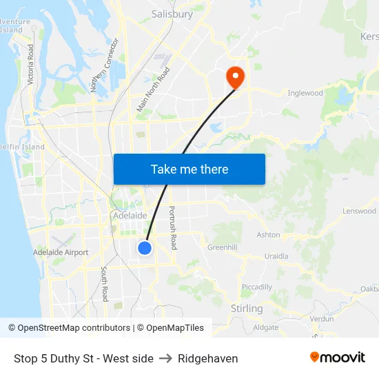 Stop 5 Duthy St - West side to Ridgehaven map