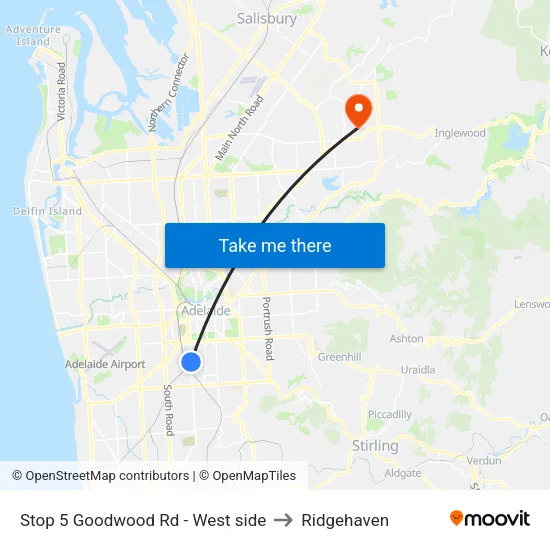 Stop 5 Goodwood Rd - West side to Ridgehaven map