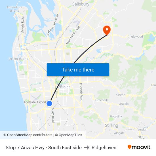 Stop 7 Anzac Hwy - South East side to Ridgehaven map