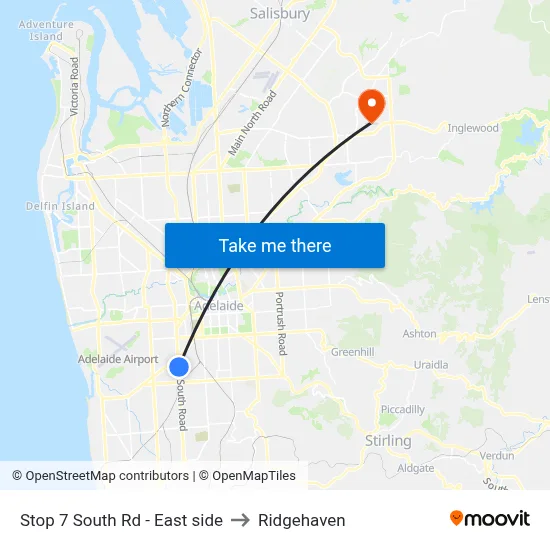 Stop 7 South Rd - East side to Ridgehaven map
