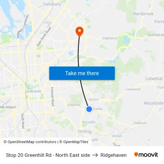 Stop 20 Greenhill Rd - North East side to Ridgehaven map