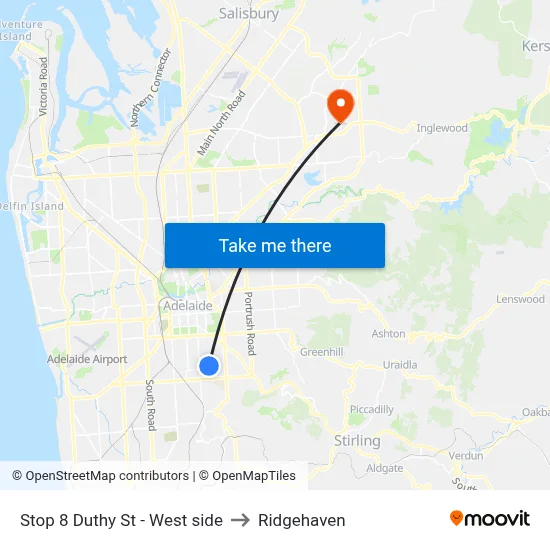 Stop 8 Duthy St - West side to Ridgehaven map