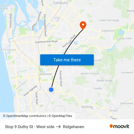 Stop 9 Duthy St - West side to Ridgehaven map