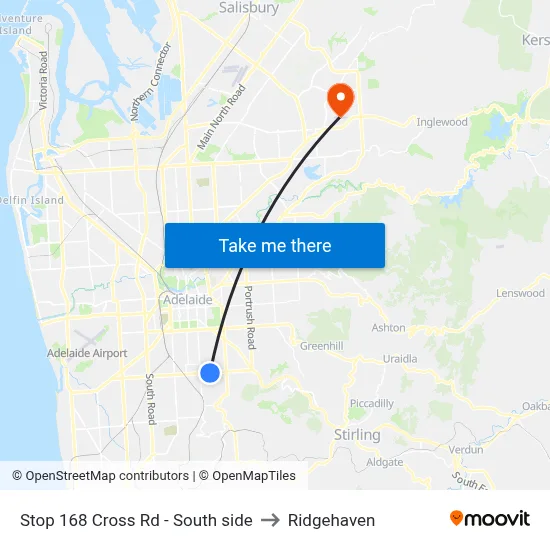 Stop 168 Cross Rd - South side to Ridgehaven map