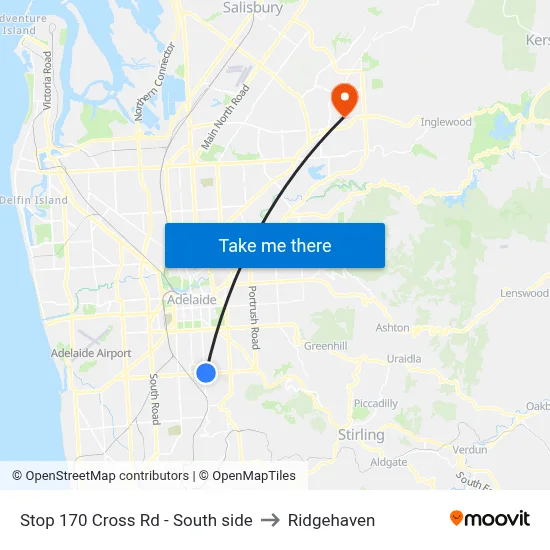 Stop 170 Cross Rd - South side to Ridgehaven map