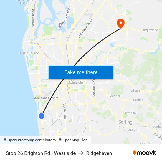 Stop 26 Brighton Rd - West side to Ridgehaven map