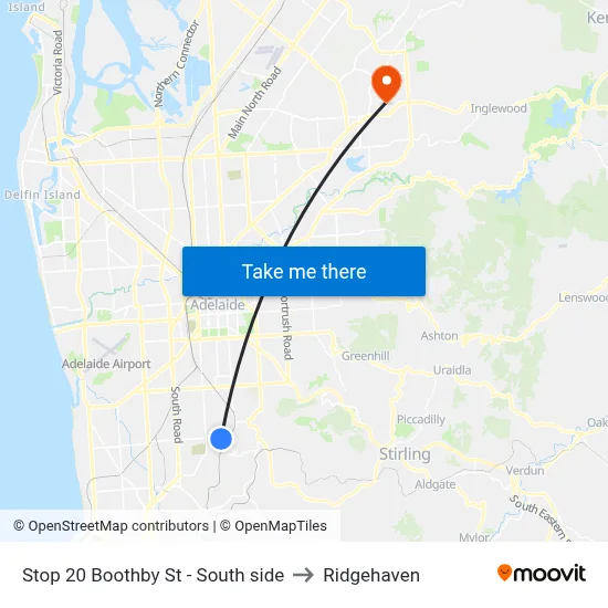 Stop 20 Boothby St - South side to Ridgehaven map