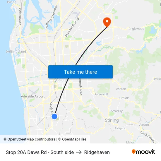 Stop 20A Daws Rd - South side to Ridgehaven map