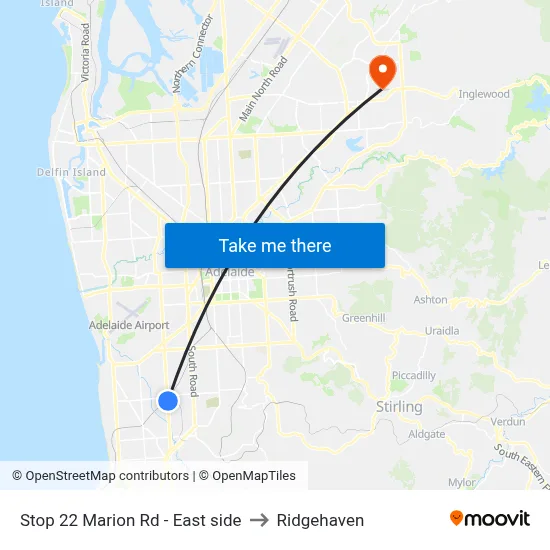 Stop 22 Marion Rd - East side to Ridgehaven map
