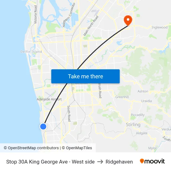Stop 30A King George Ave - West side to Ridgehaven map