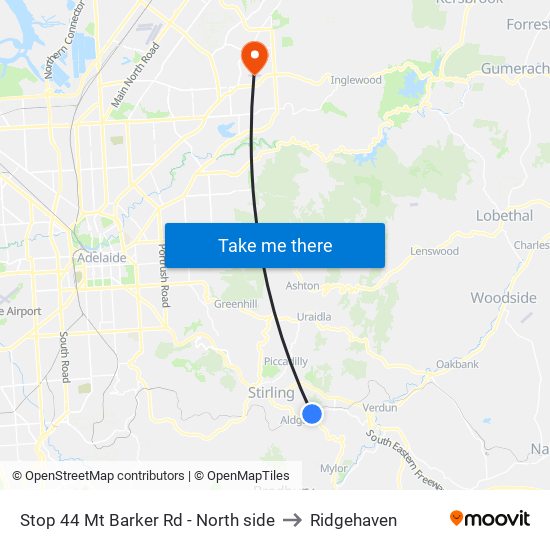 Stop 44 Mt Barker Rd - North side to Ridgehaven map