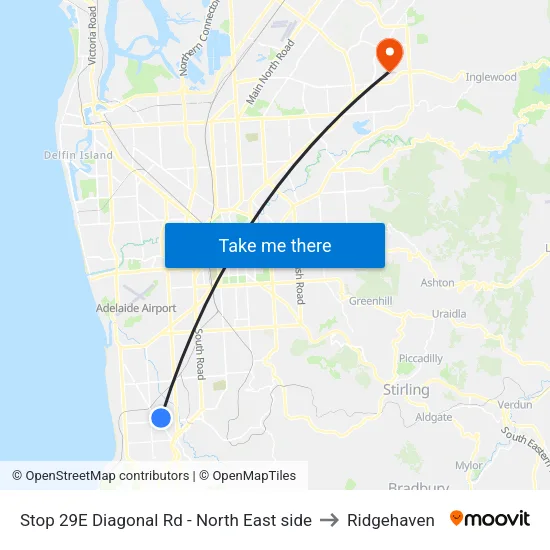 Stop 29E Diagonal Rd - North East side to Ridgehaven map