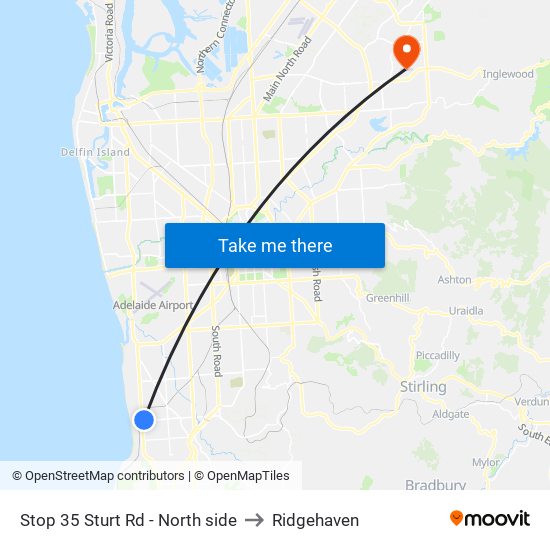 Stop 35 Sturt Rd - North side to Ridgehaven map