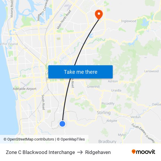 Zone C Blackwood Interchange to Ridgehaven map