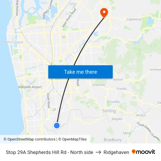 Stop 29A Shepherds Hill Rd - North side to Ridgehaven map