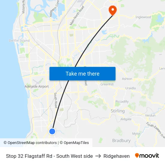 Stop 32 Flagstaff Rd - South West side to Ridgehaven map