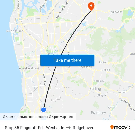 Stop 35 Flagstaff Rd - West side to Ridgehaven map