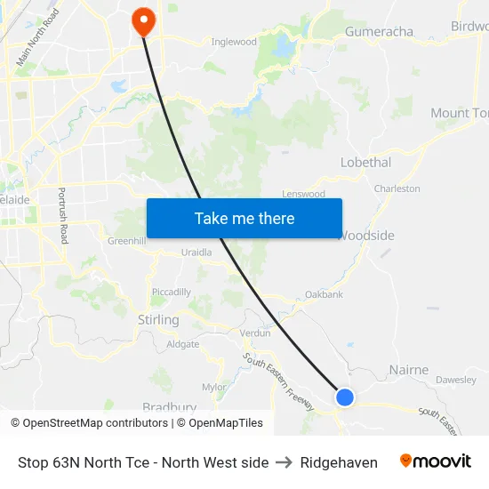 Stop 63N North Tce - North West side to Ridgehaven map