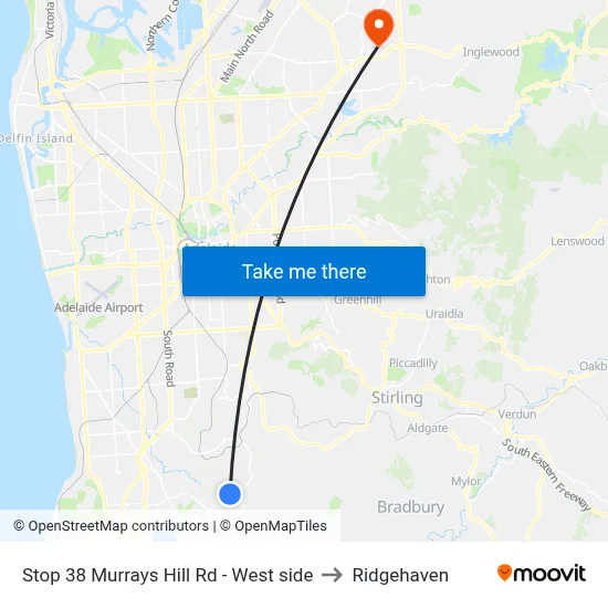 Stop 38 Murrays Hill Rd - West side to Ridgehaven map