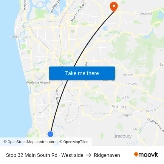 Stop 32 Main South Rd - West side to Ridgehaven map