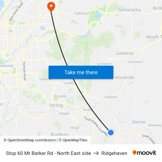 Stop 60 Mt Barker Rd - North East side to Ridgehaven map