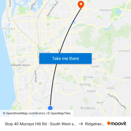 Stop 40 Murrays Hill Rd - South West side to Ridgehaven map