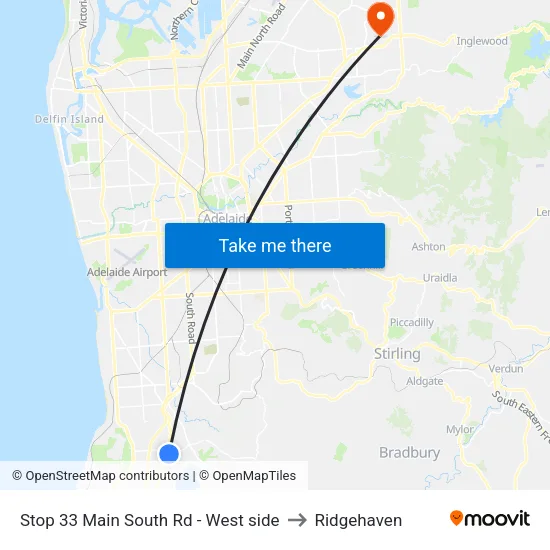 Stop 33 Main South Rd - West side to Ridgehaven map