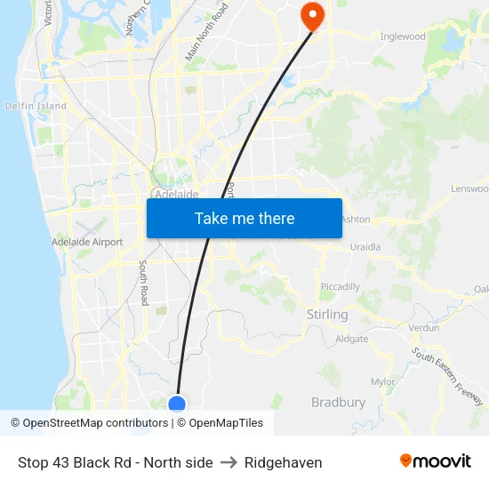 Stop 43 Black Rd - North side to Ridgehaven map