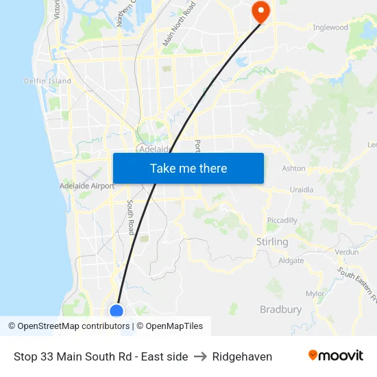 Stop 33 Main South Rd - East side to Ridgehaven map