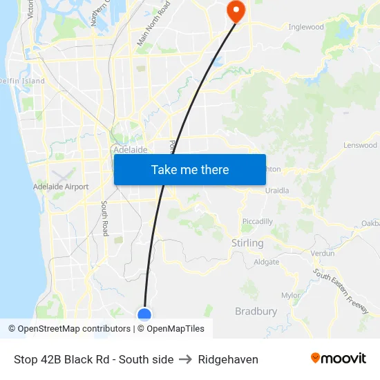Stop 42B Black Rd - South side to Ridgehaven map