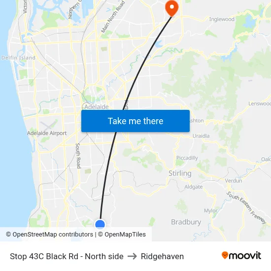 Stop 43C Black Rd - North side to Ridgehaven map