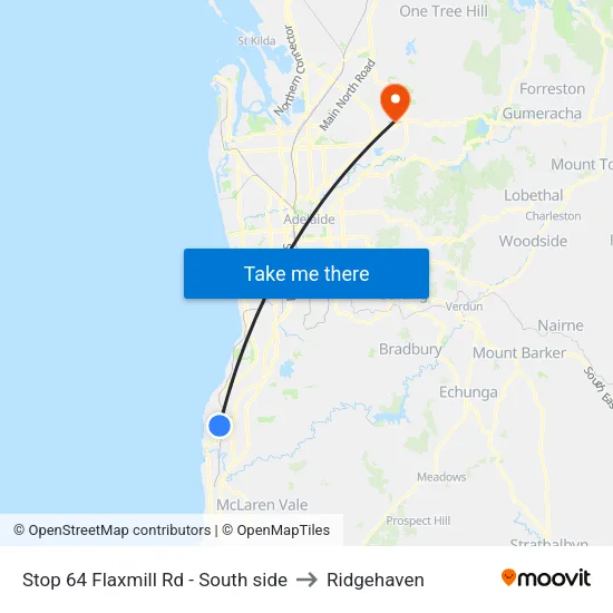 Stop 64 Flaxmill Rd - South side to Ridgehaven map