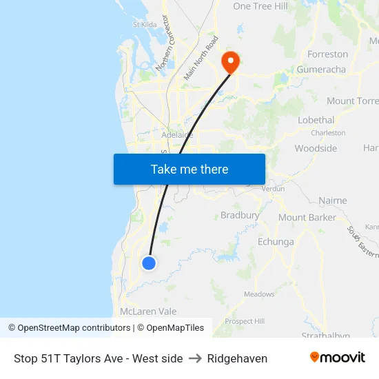 Stop 51T Taylors Ave - West side to Ridgehaven map