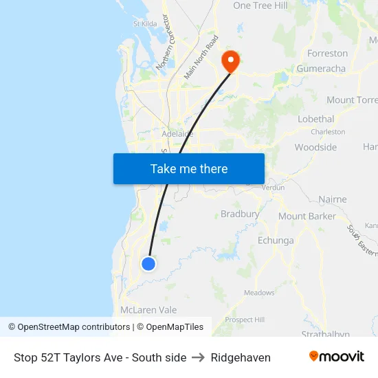 Stop 52T Taylors Ave - South side to Ridgehaven map