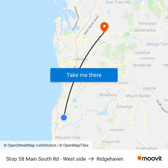 Stop 58 Main South Rd - West side to Ridgehaven map