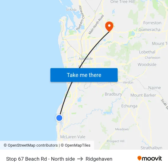 Stop 67 Beach Rd - North side to Ridgehaven map
