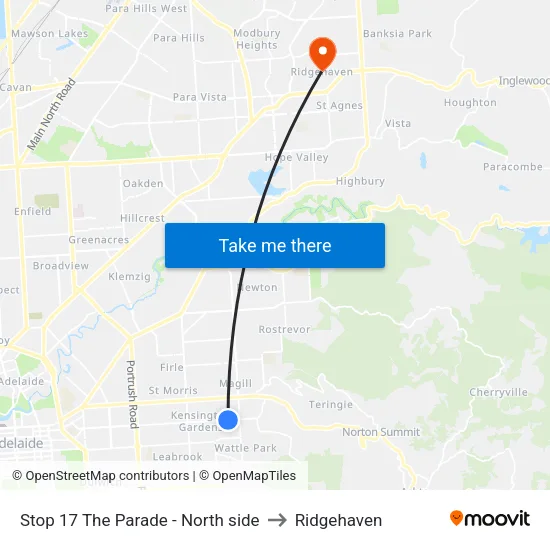 Stop 17 The Parade - North side to Ridgehaven map