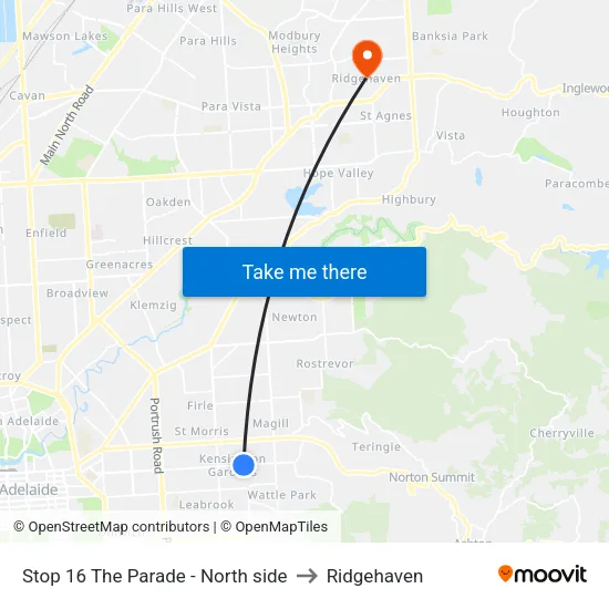 Stop 16 The Parade - North side to Ridgehaven map