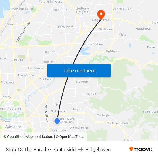 Stop 13 The Parade - South side to Ridgehaven map