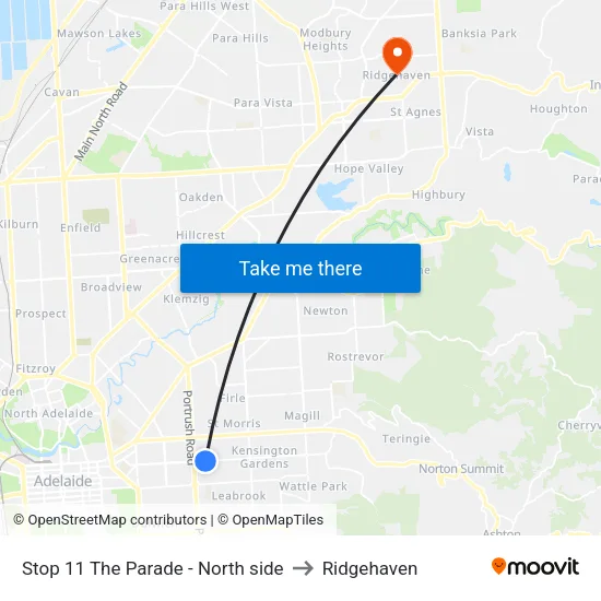 Stop 11 The Parade - North side to Ridgehaven map