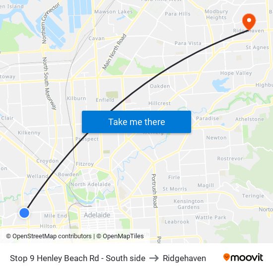 Stop 9 Henley Beach Rd - South side to Ridgehaven map