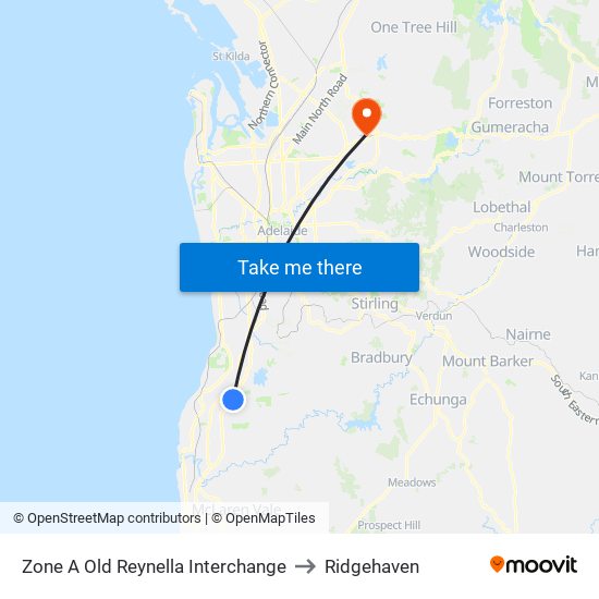 Zone A Old Reynella Interchange to Ridgehaven map